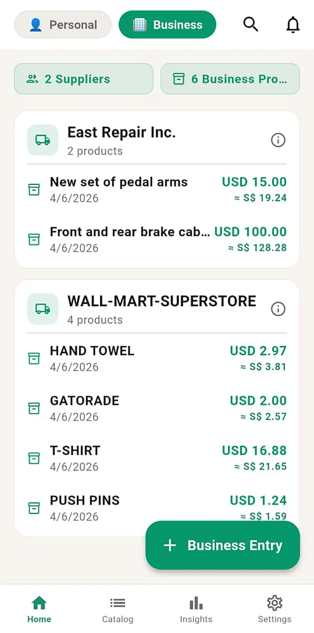 Business mode with suppliers